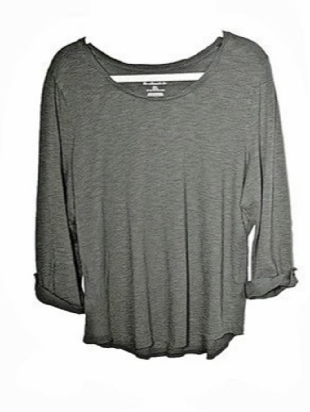 Chico's The Ultimate Tee Green Scoop Neck Roll Tab 3/4 Sleeve Knit Top Size 3